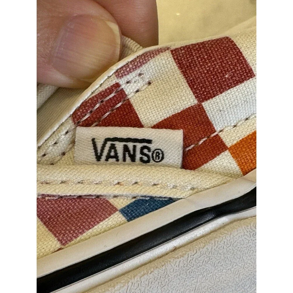 Vans Classic Slip-On Retro Rainbow Checkerboard Skateboard Shoes Sz 5.0W 3.5 Men